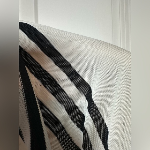 St. John Red, Black, and White Striped Cardigan - Picture 3 of 16